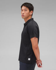 Reigning Champ Solotex Mesh Tiebreak Polo Men Heather Black