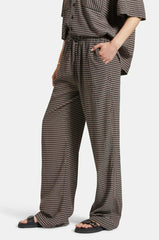 Brixton Hudson Lounge Pant Women Washed Black Cinder Grey Diamond Check