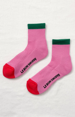 Le Bon Shoppe Color Block Girlfriend Socks Women Rose Green