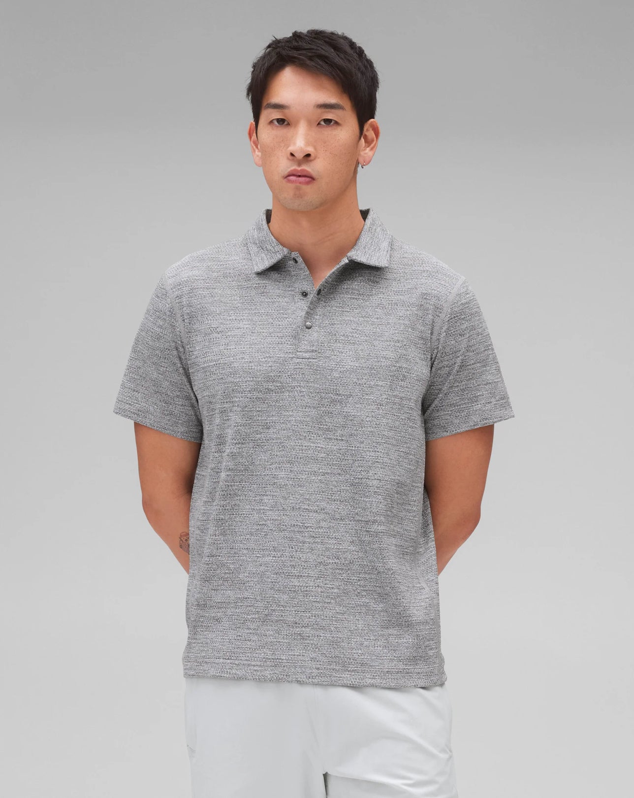 Reigning Champ Solotex Mesh Tiebreak Polo Men Heather Grey