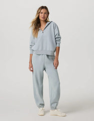 Vuori Restore Relaxed Half Zip Hoodie Women Blue Haze