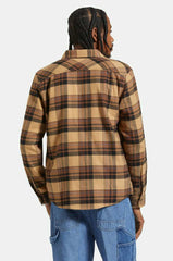 Brixton Bowery LS Flannel Men Tiger’s Eye Pinecone Brown Washed Black