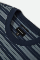 Brixton Nova Stripe S/S Tee Mens Midnight Blue/Future Grey Worn Wash