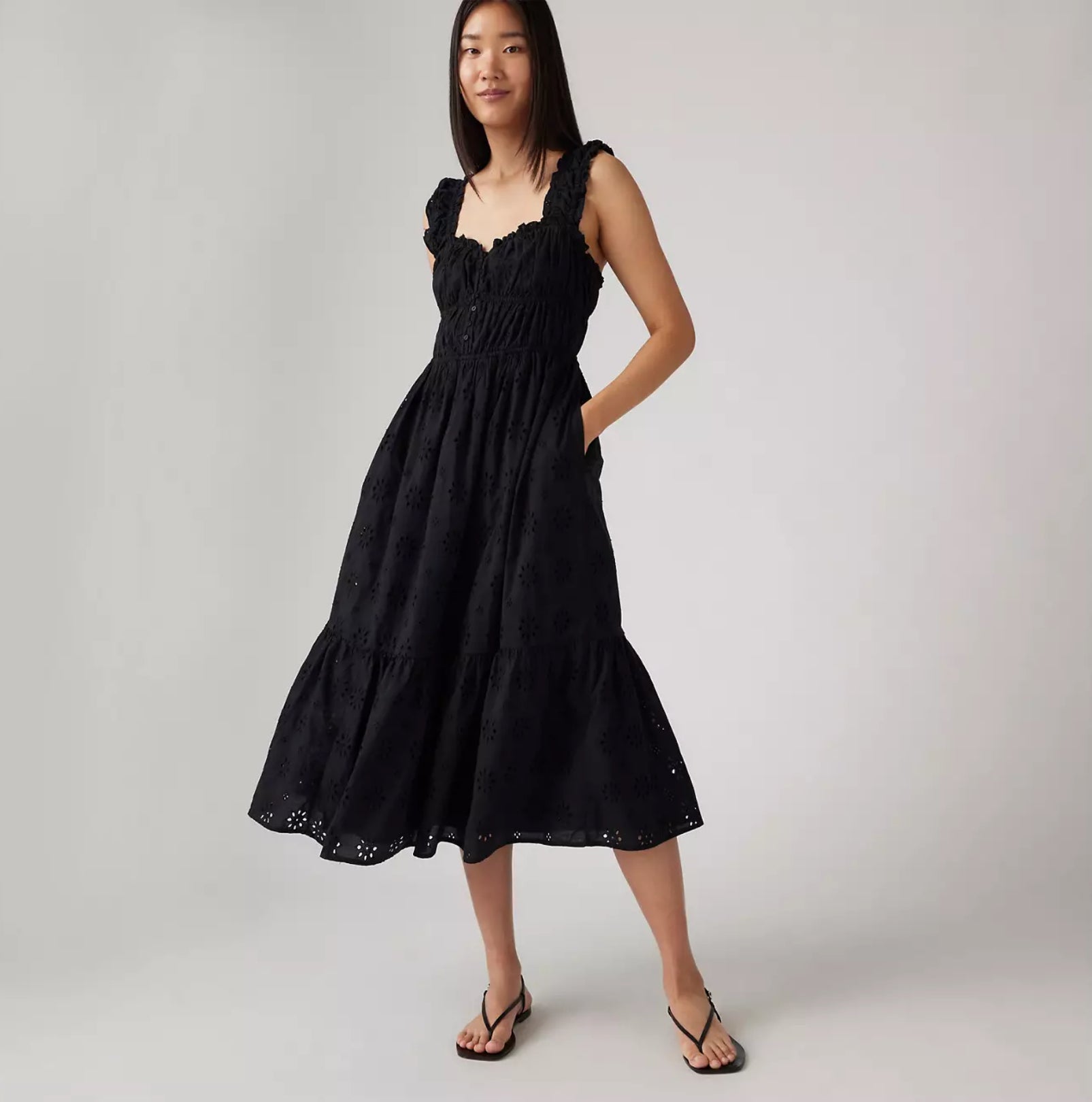 Levi's Amaya Tiered Maxi Dress Women Anthracite Night