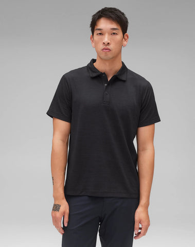 Reigning Champ Solotex Mesh Tiebreak Polo Men Heather Black