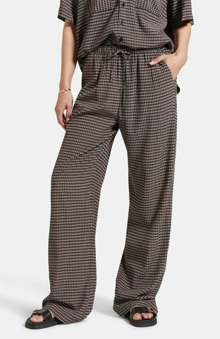 Brixton Hudson Lounge Pant Women Washed Black Cinder Grey Diamond Check