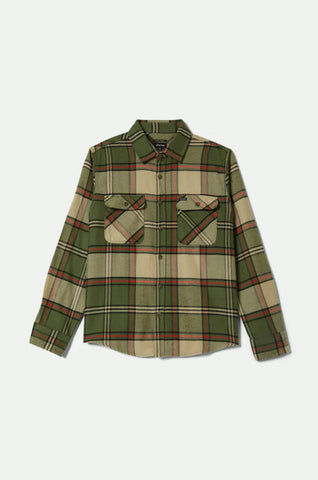Brixton Bowery LS Flannel Men Wild Green Elm Adrenaline Rush