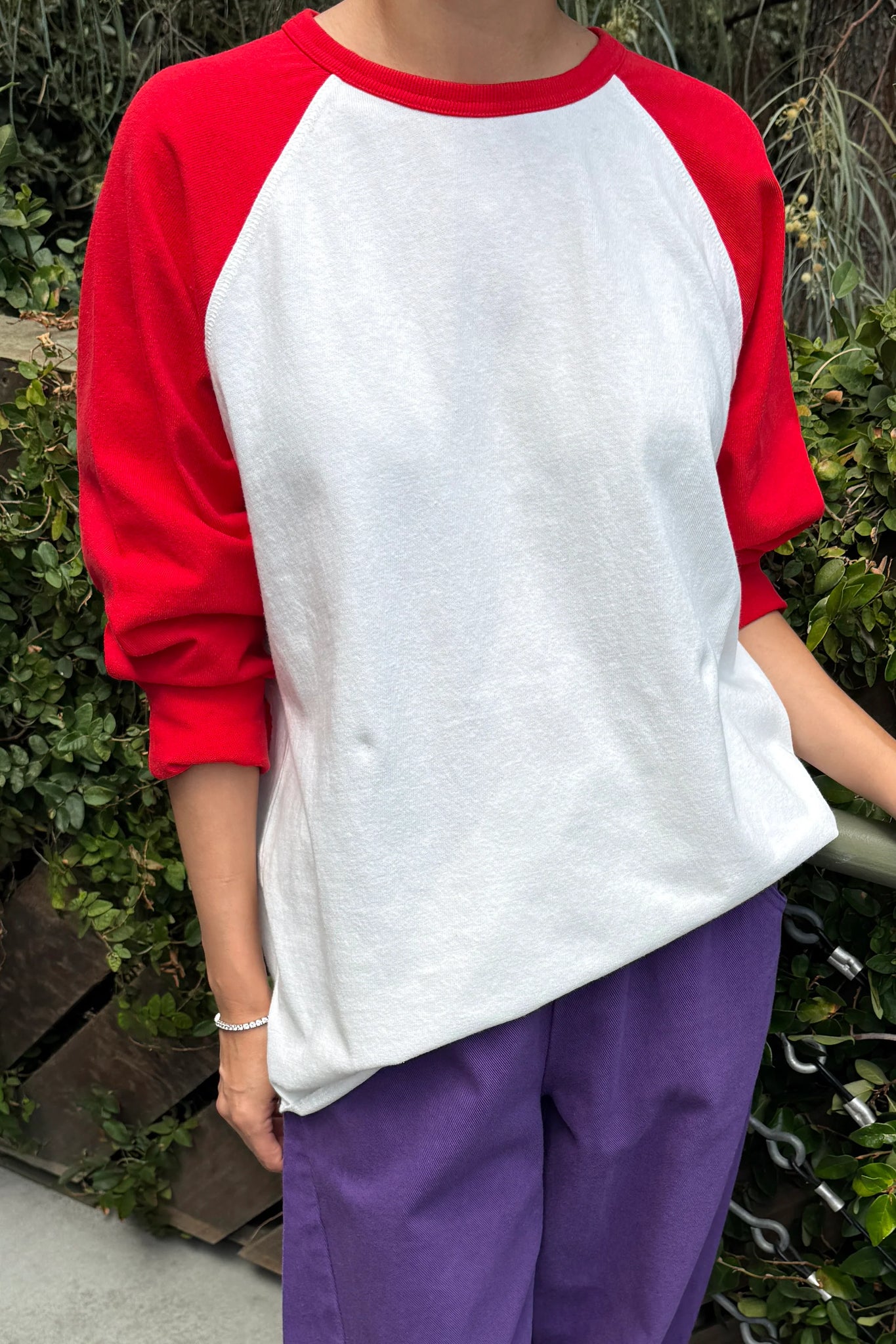 Le Bon Shoppe Heavy Cotton Raglan Women White/Tomato