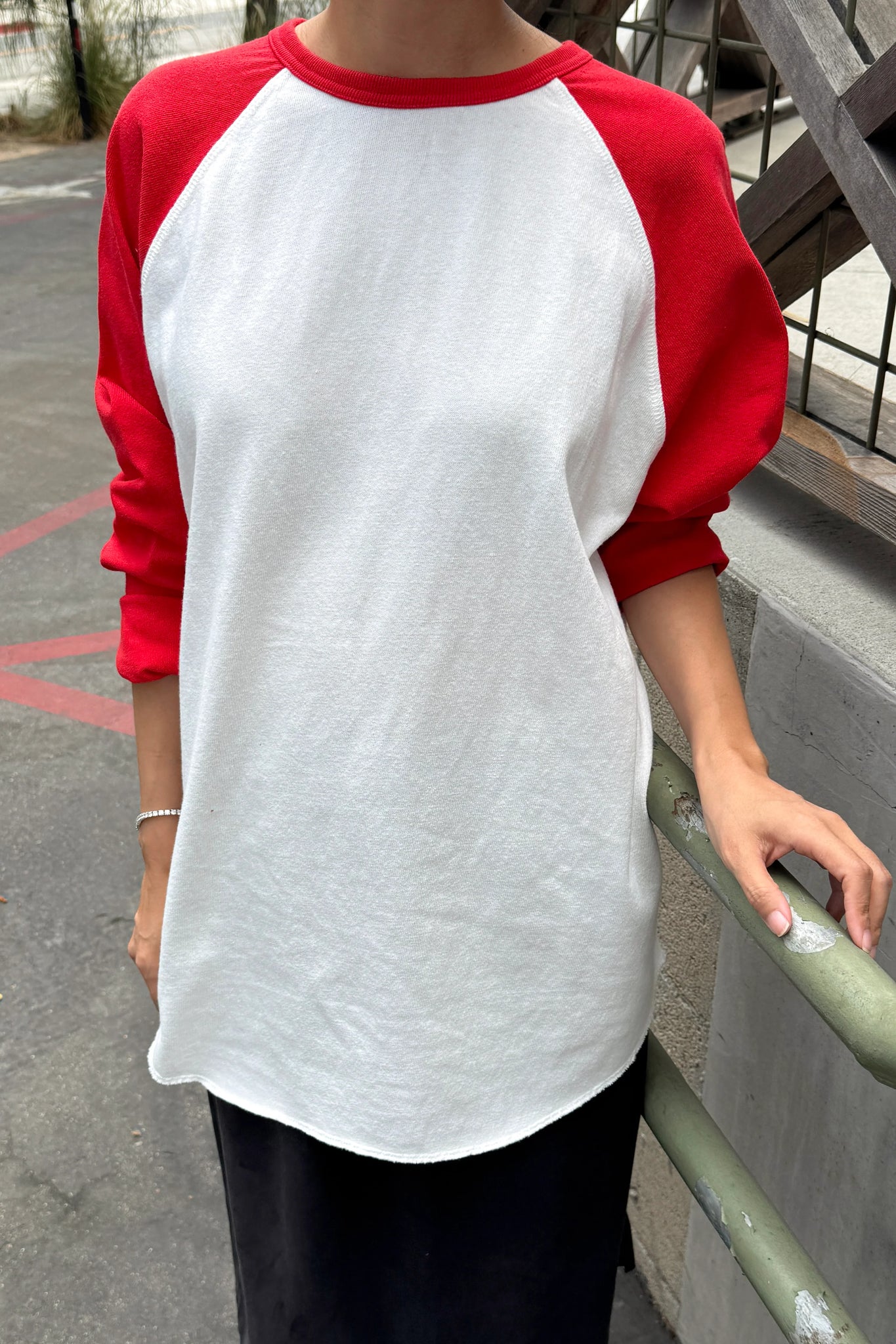Le Bon Shoppe Heavy Cotton Raglan Women White/Tomato