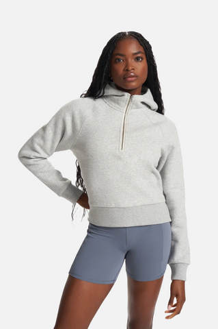 Vuori Restore Half Zip Hoodie Women Light Heather Grey