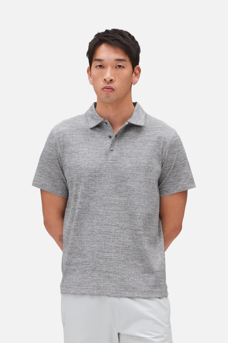 Reigning Champ Solotex Mesh Tiebreak Polo Men Heather Grey