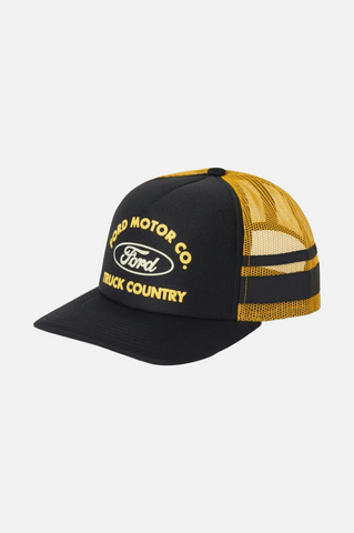 Brixton Ford Built Tough Trucker Hat Burnt Rubber Empire Yellow