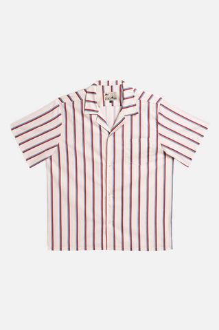 Bather Camp Shirt Men Red And Blue Fine Stripe