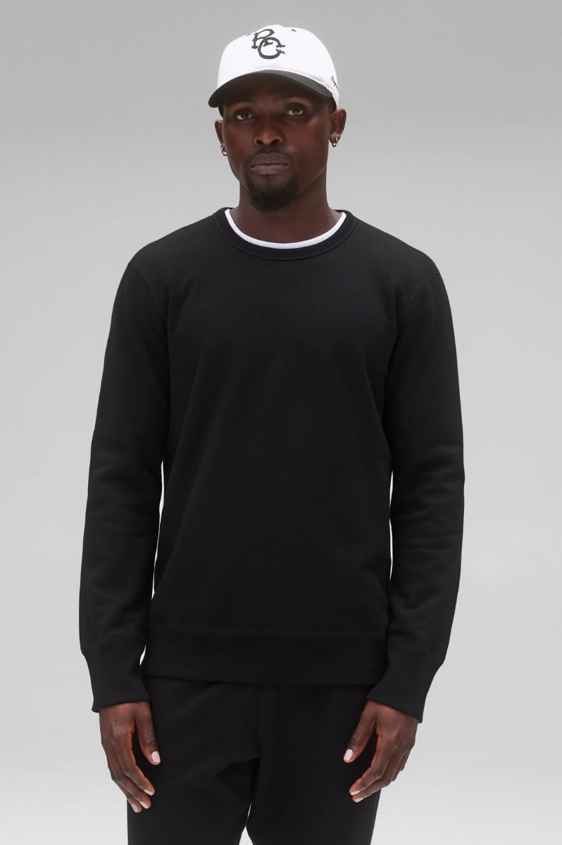 Reigning Champ Midweight Terry Slim Crewneck Men Black