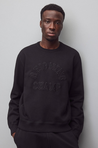 Reigning Champ Midweight Terry Arch Logo Standard Crewneck Men Black