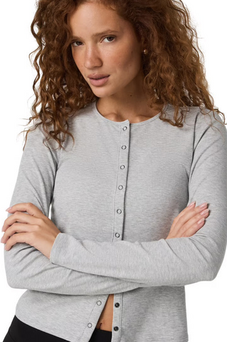 Vuori  L/S Pose Mini Cardigan Heather Grey