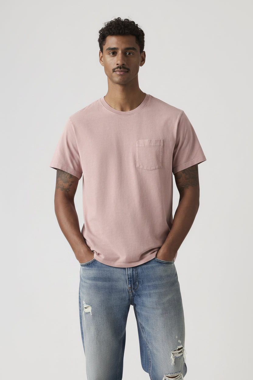 Levi's Essential Pocket Tee Men Garment Dye Woodrose Pink