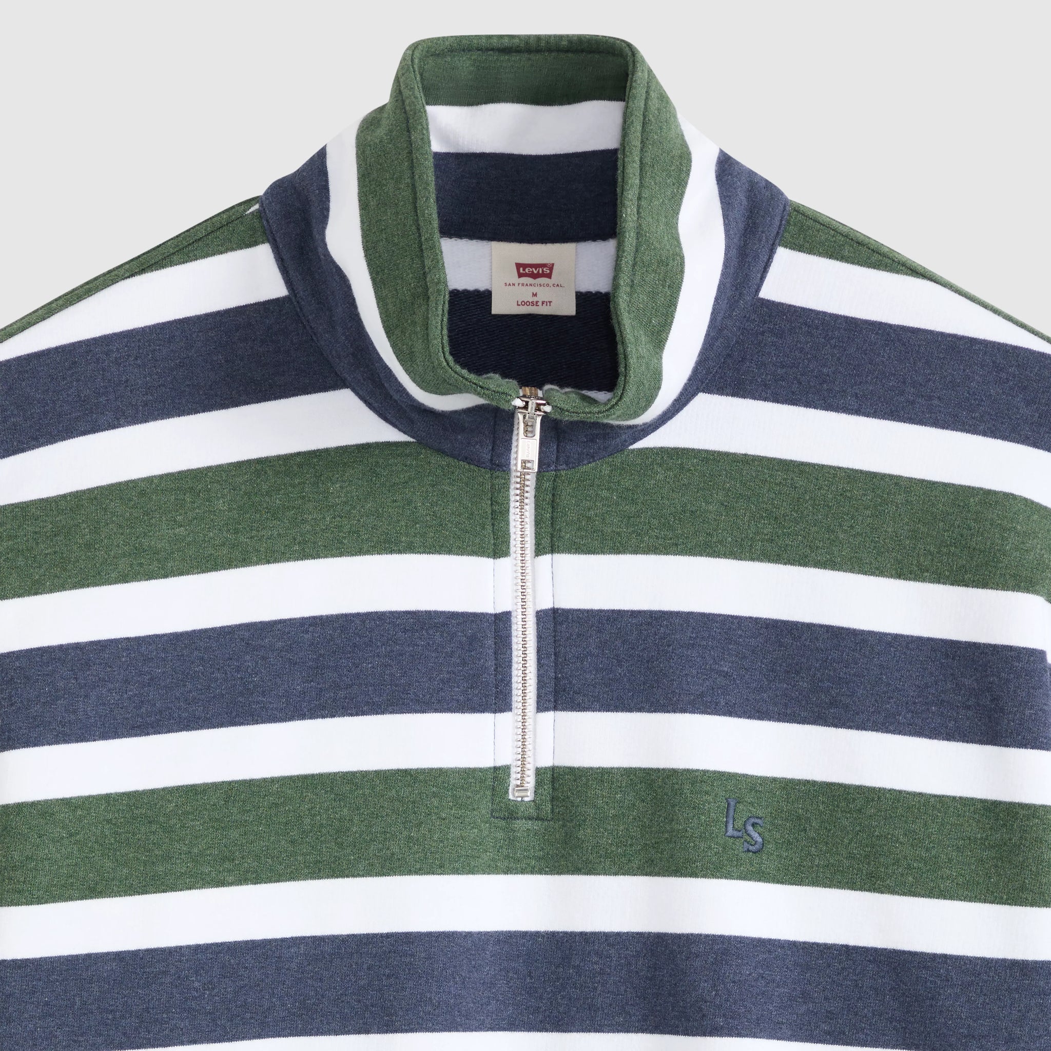 Levi's Cameron 1/4 Zip Men Koby Stripe Kombu Green Heather