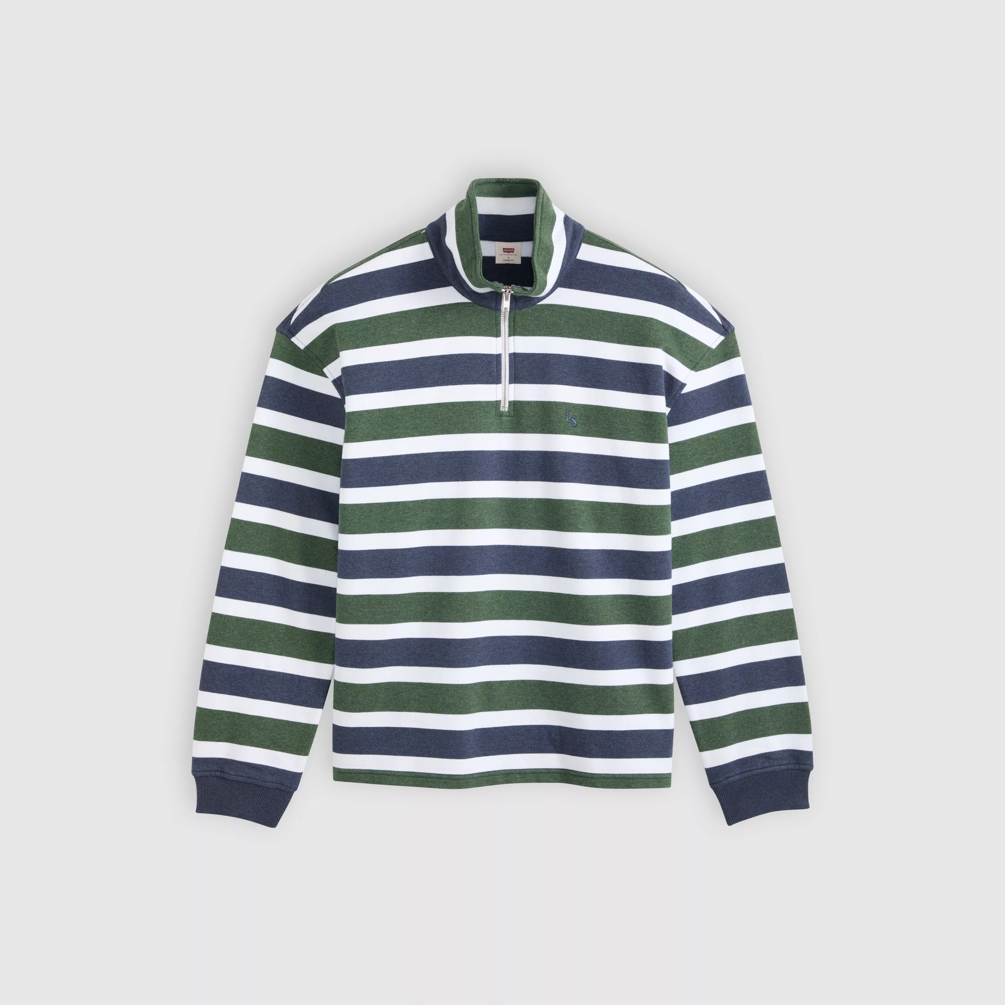 Levi's Cameron 1/4 Zip Men Koby Stripe Kombu Green Heather