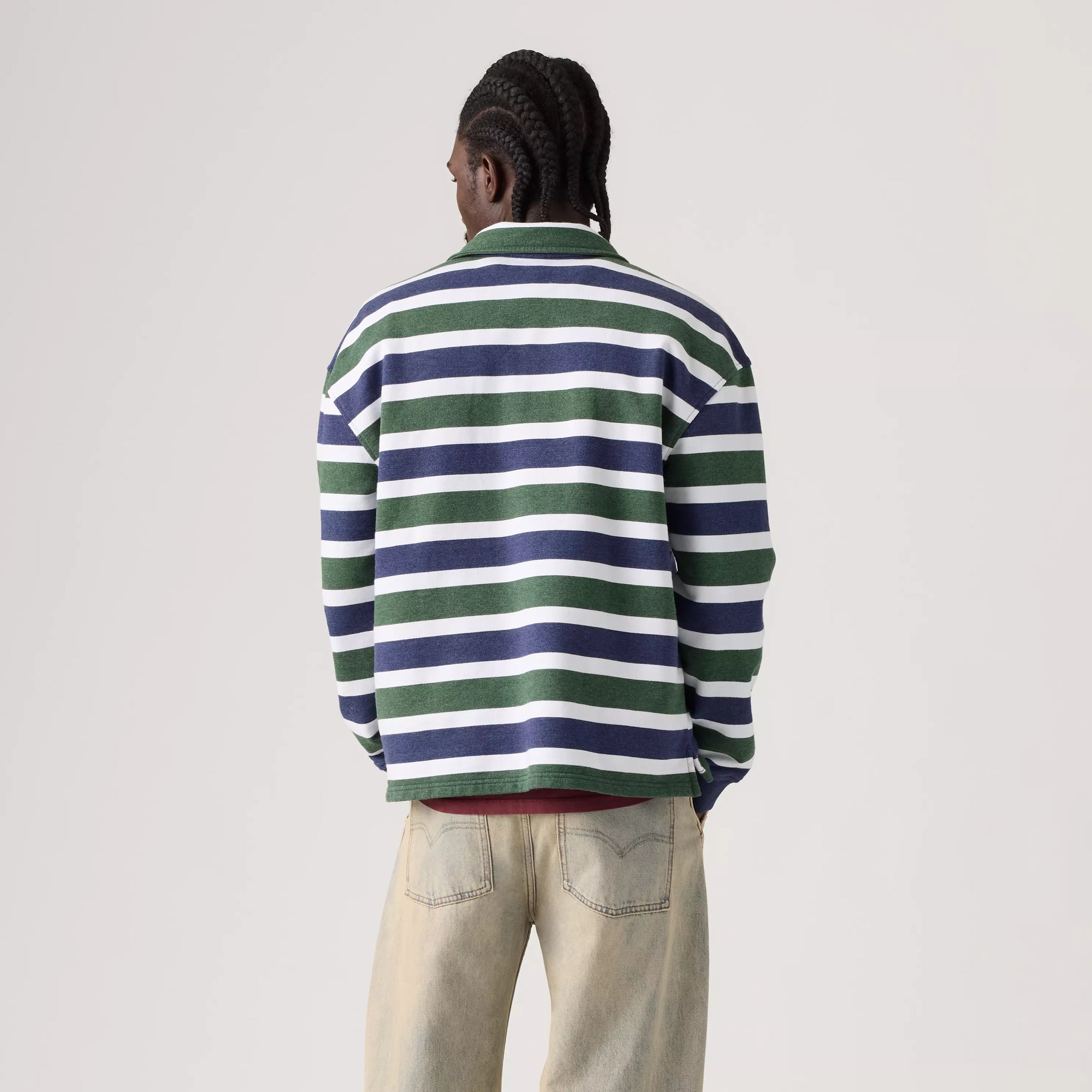 Levi's Cameron 1/4 Zip Men Koby Stripe Kombu Green Heather