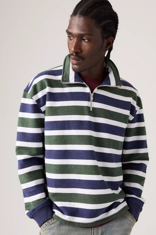 Levi's Cameron 1/4 Zip Men Koby Stripe Kombu Green Heather