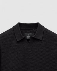 Reigning Champ Cotton Linen Victor Polo Men Black