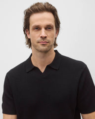 Reigning Champ Cotton Linen Victor Polo Men Black