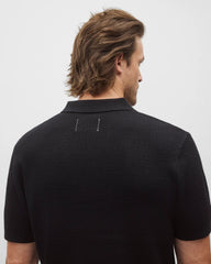 Reigning Champ Cotton Linen Victor Polo Men Black