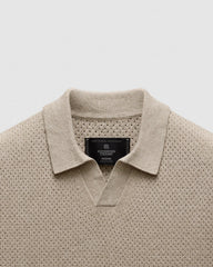 Reigning Champ Cotton Linen Victor Polo Men Heather Oatmeal