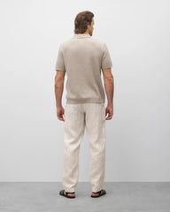 Reigning Champ Cotton Linen Victor Polo Men Heather Oatmeal
