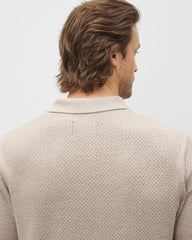 Reigning Champ Cotton Linen Victor Polo Men Heather Oatmeal