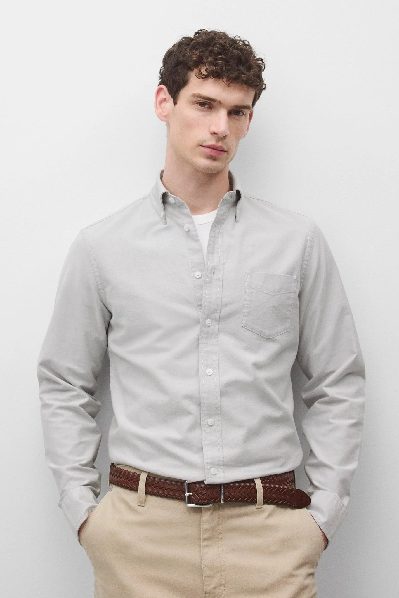 Reigning Champ Cotton Oxford Windsor Standard Shirt Light Grey