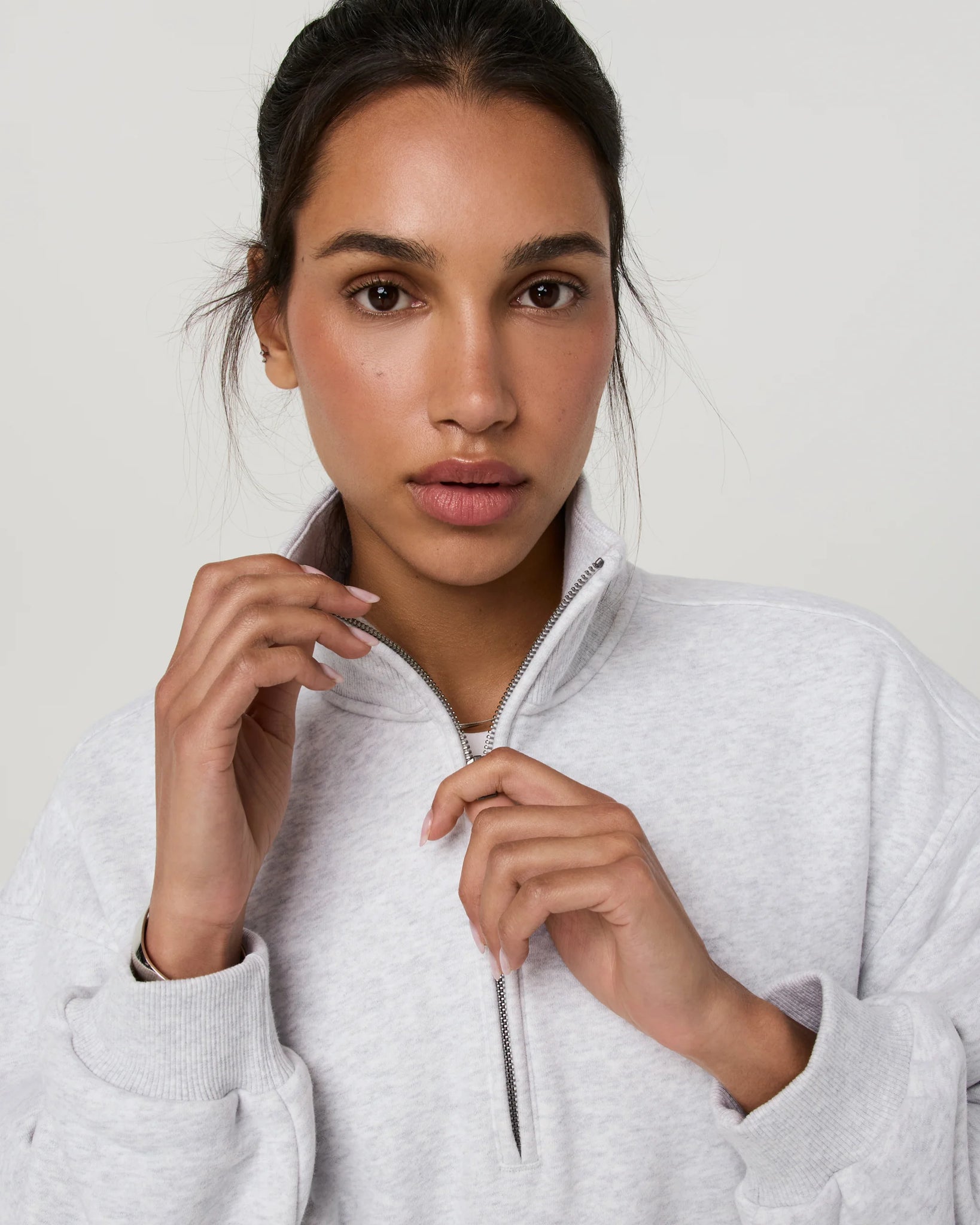 Vuori Restore Oversized Half Zip Women Pale Grey Heather