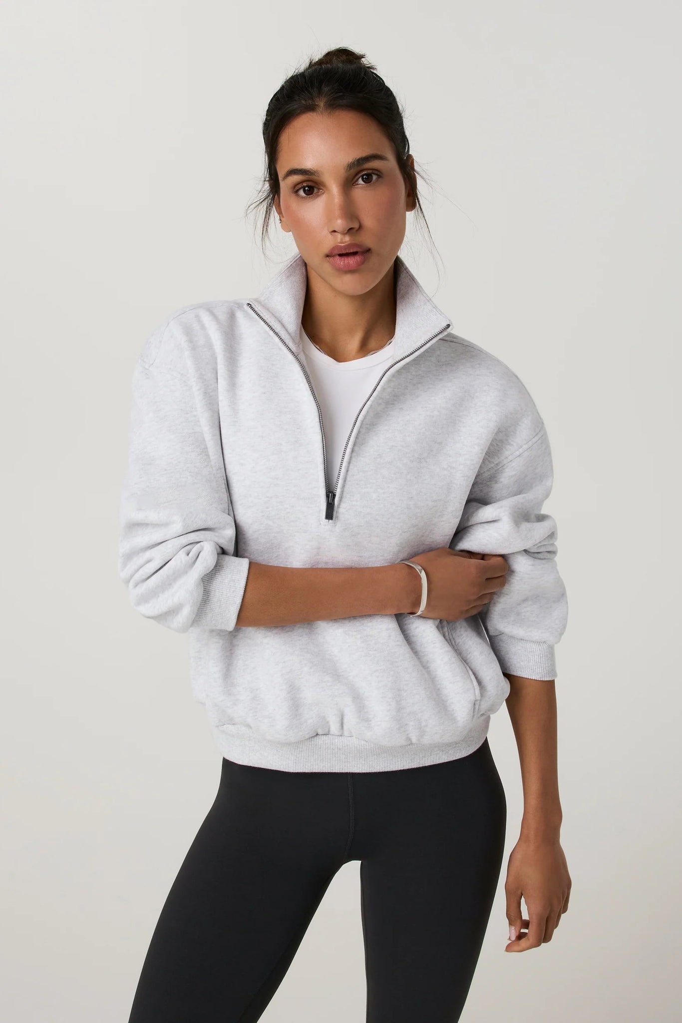 Vuori Restore Oversized Half Zip Women Pale Grey Heather