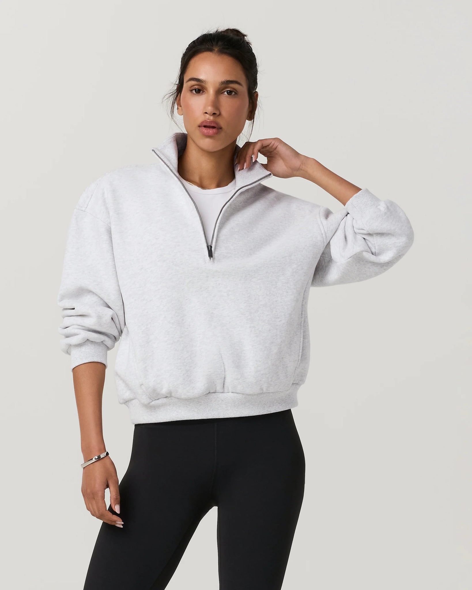 Vuori Restore Oversized Half Zip Women Pale Grey Heather