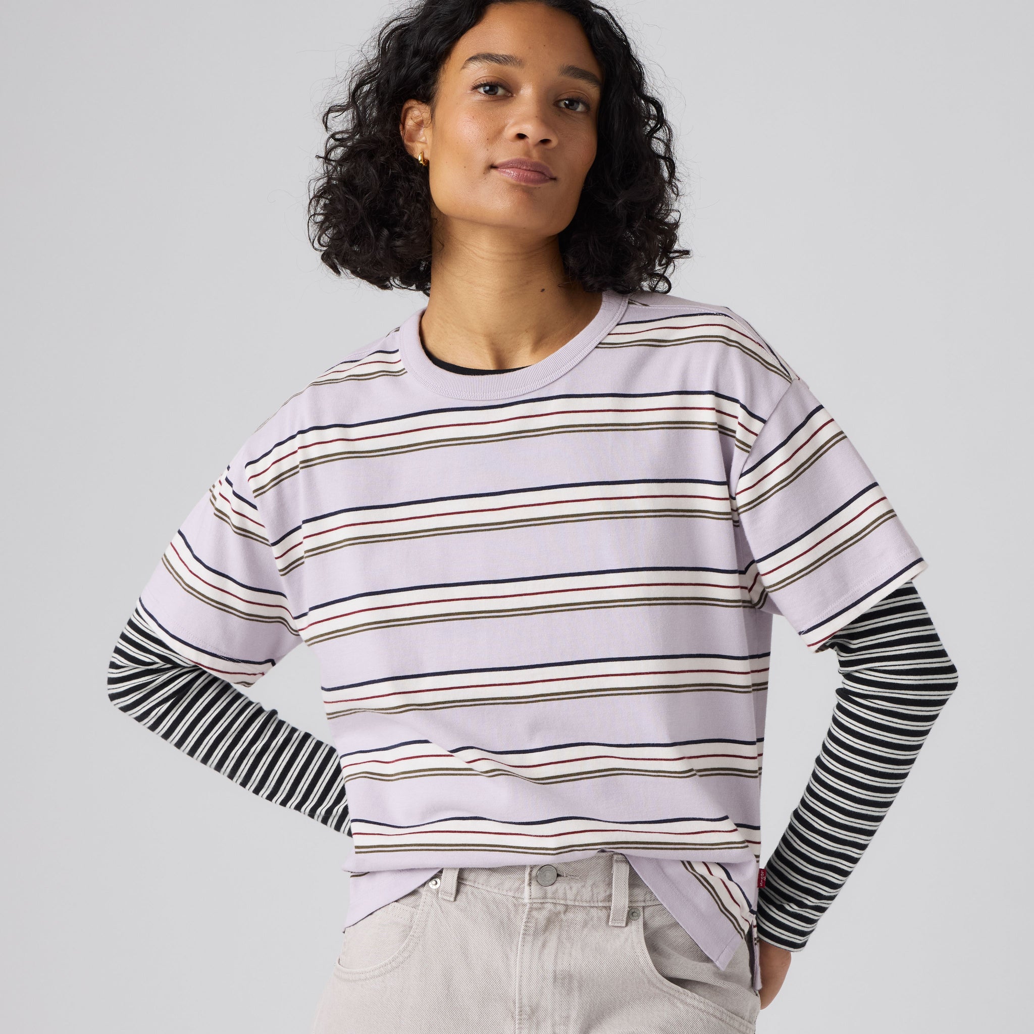 Levi's Vintage SS Tee Women Vida Stripe Lavender Blue