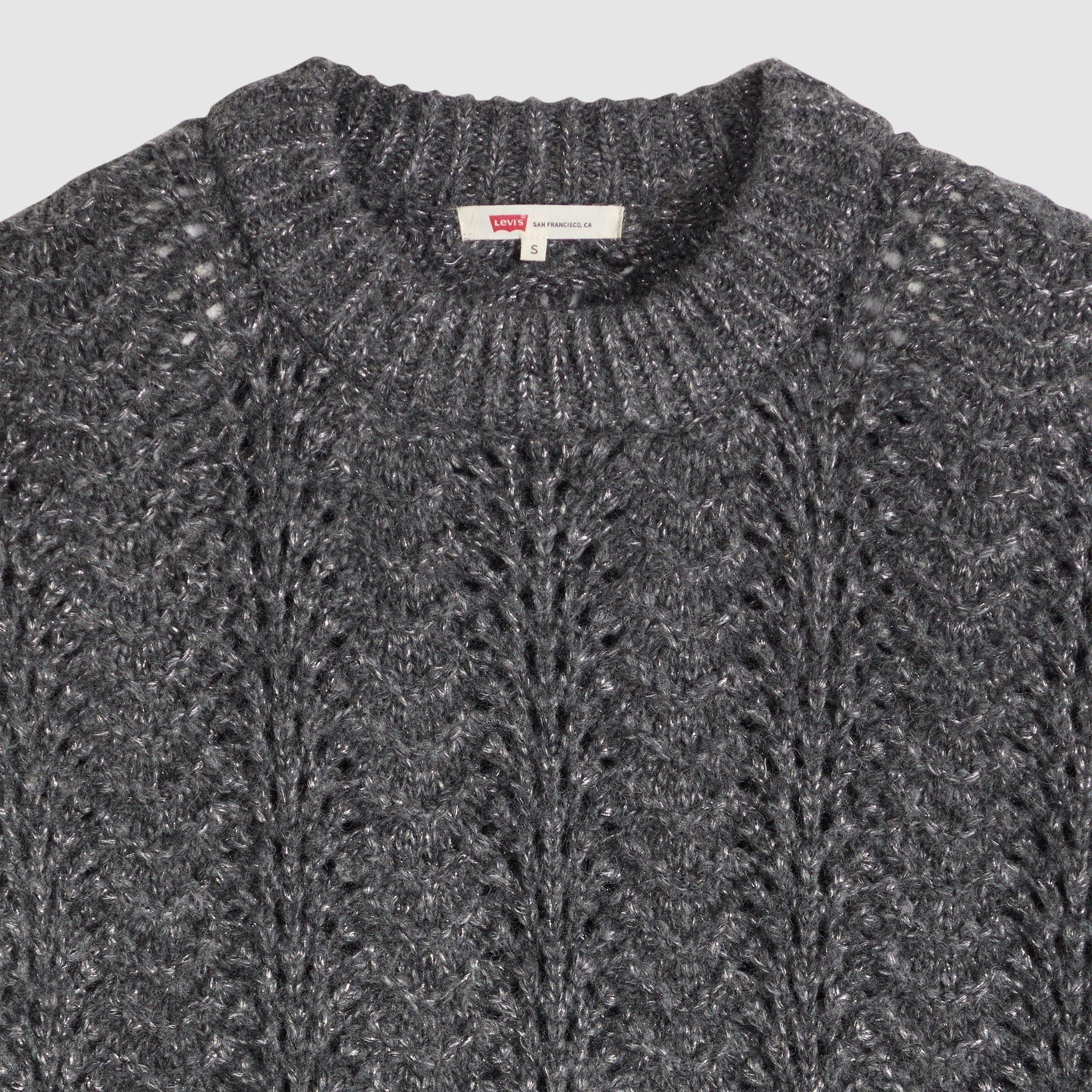 Levi's Charlotte Pointelle Crewneck Sweater Women Dark Charcoal Heather Silver/Grey