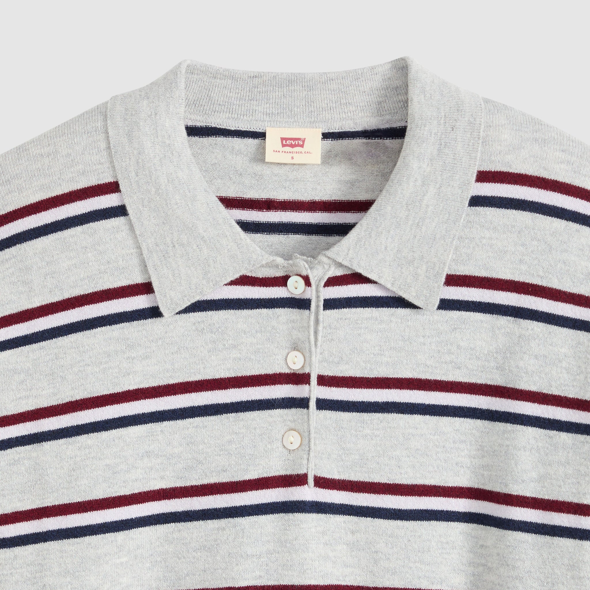 Levi's Super Soft LS Polo Women Jade Stripe Light Grey