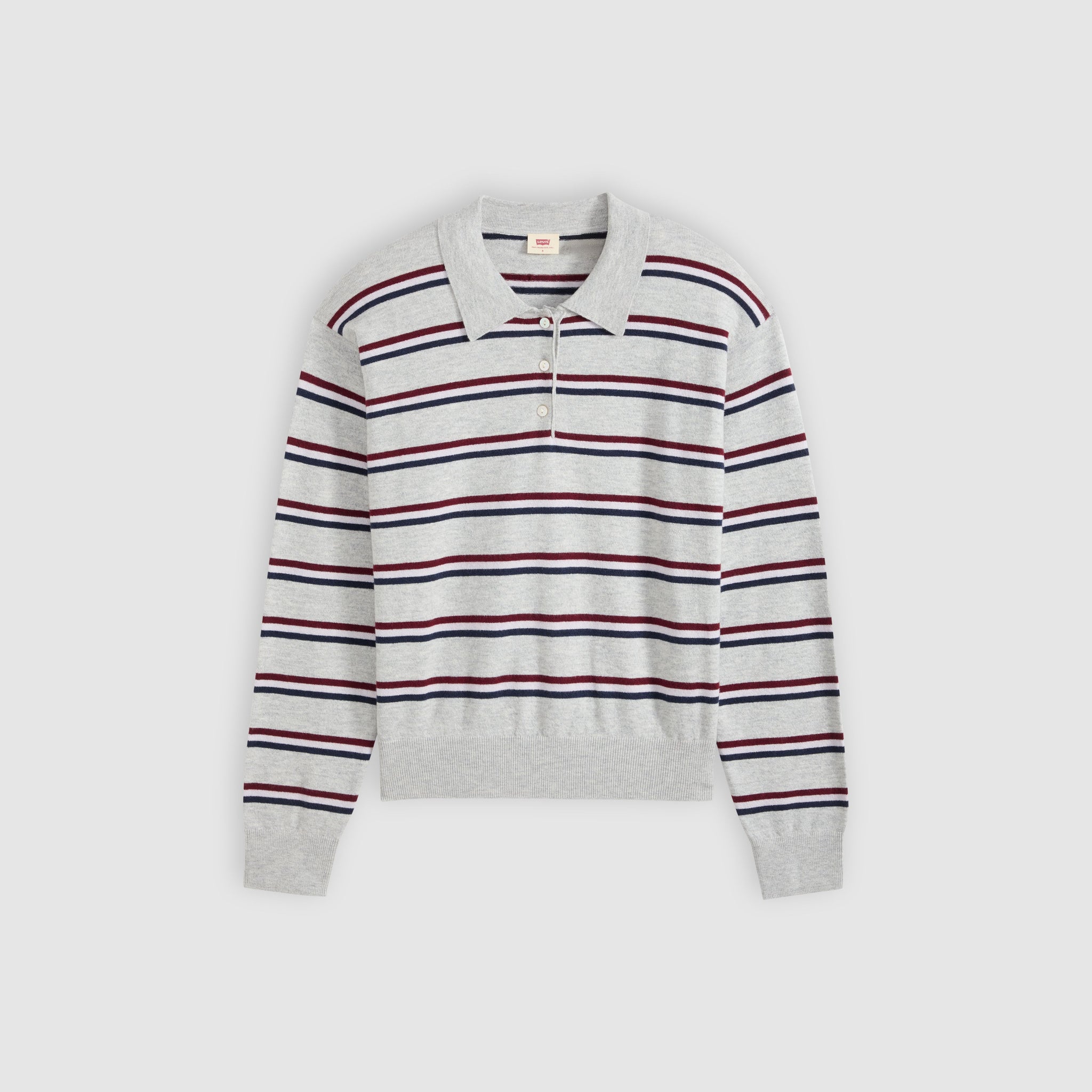 Levi's Super Soft LS Polo Women Jade Stripe Light Grey