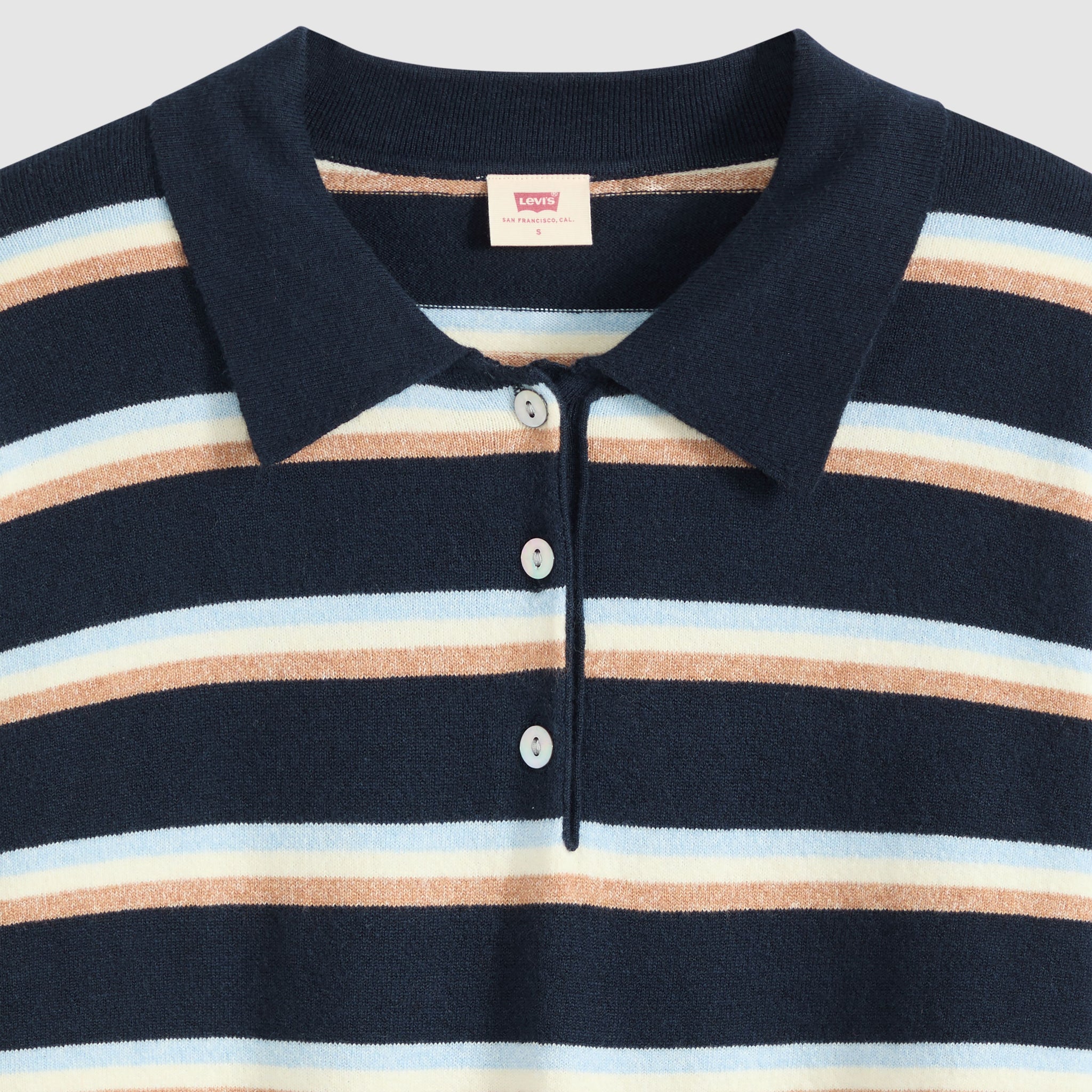 Levi's Super Soft LS Polo Jade Stripe Women Navy Blazer Blue