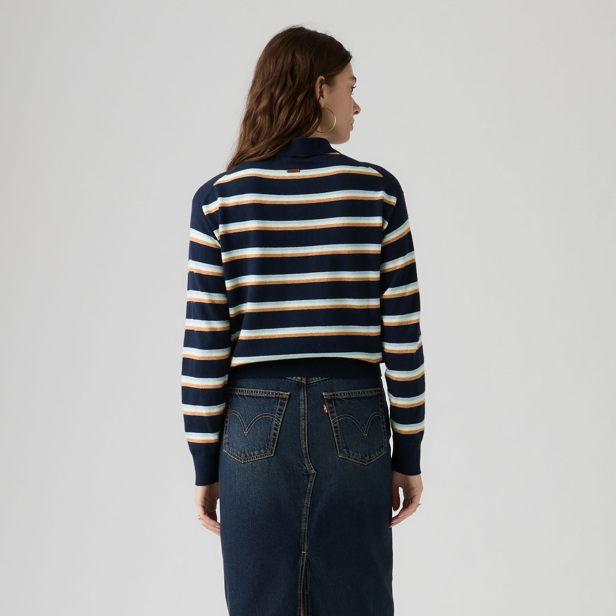 Levi's Super Soft LS Polo Jade Stripe Women Navy Blazer Blue