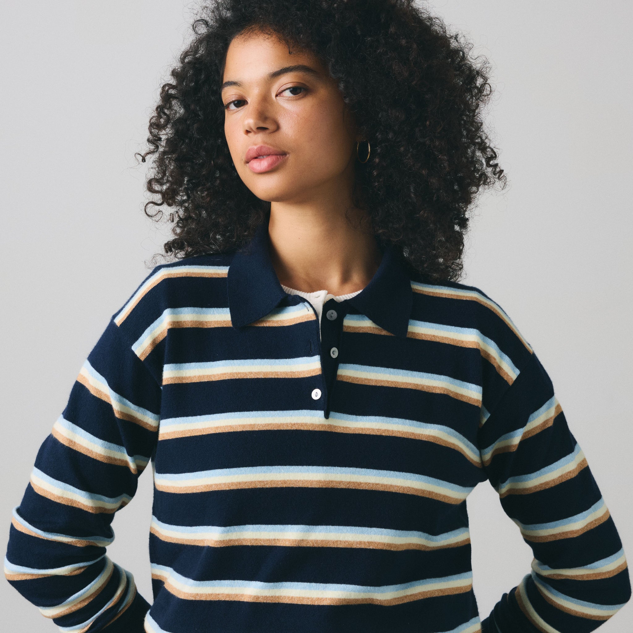 Levi's Super Soft LS Polo Jade Stripe Women Navy Blazer Blue
