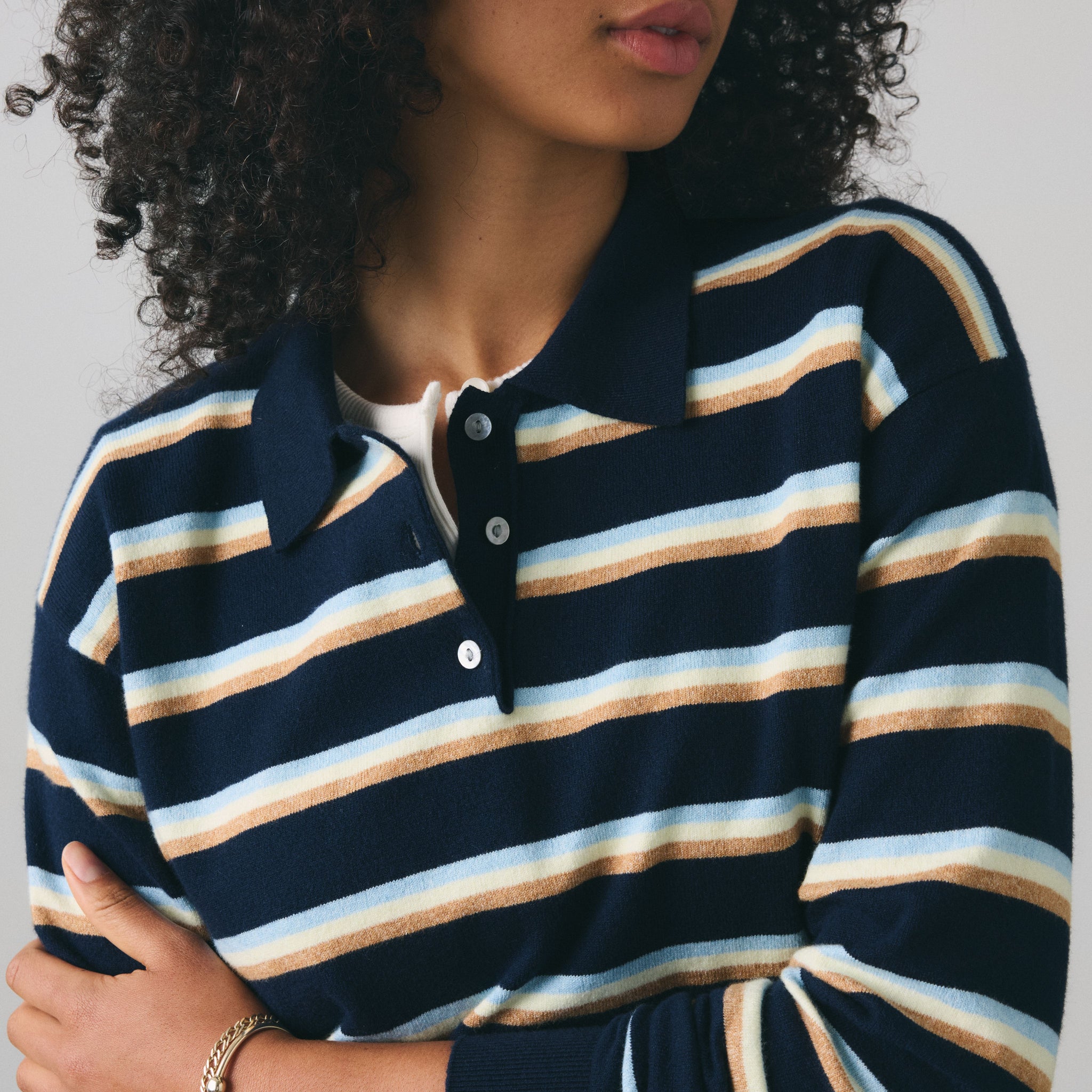 Levi's Super Soft LS Polo Jade Stripe Women Navy Blazer Blue