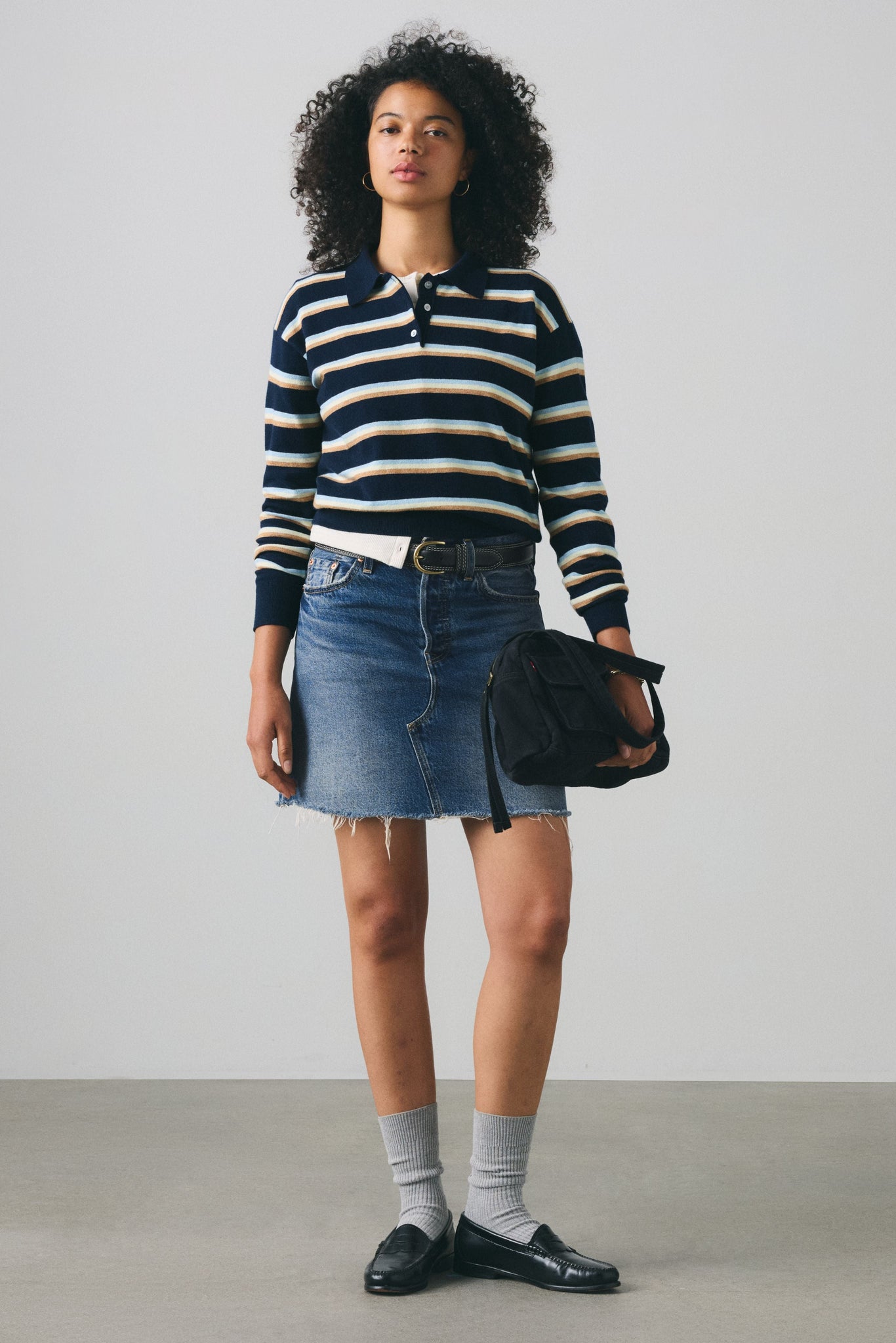 Levi's Super Soft LS Polo Jade Stripe Women Navy Blazer Blue