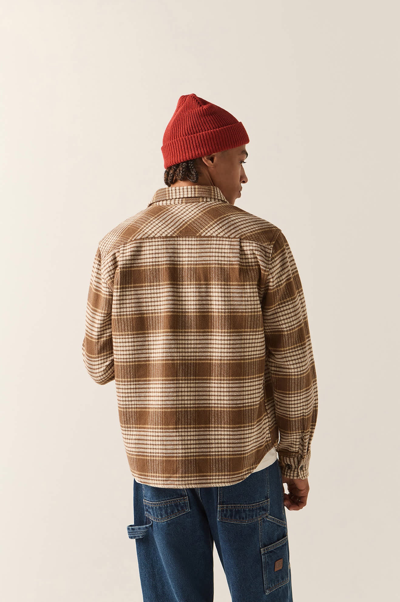 Brixton Bowery Heavy Weight Flannel Men Pinecone Brown/Whitecap