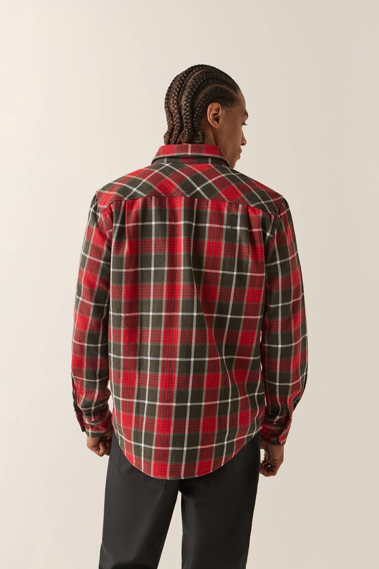 Brixton Bowery Flannel Men Washed Red/Black