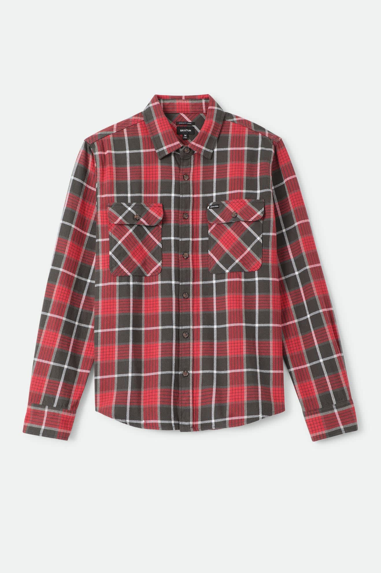 Brixton Bowery Flannel Men Washed Red/Black