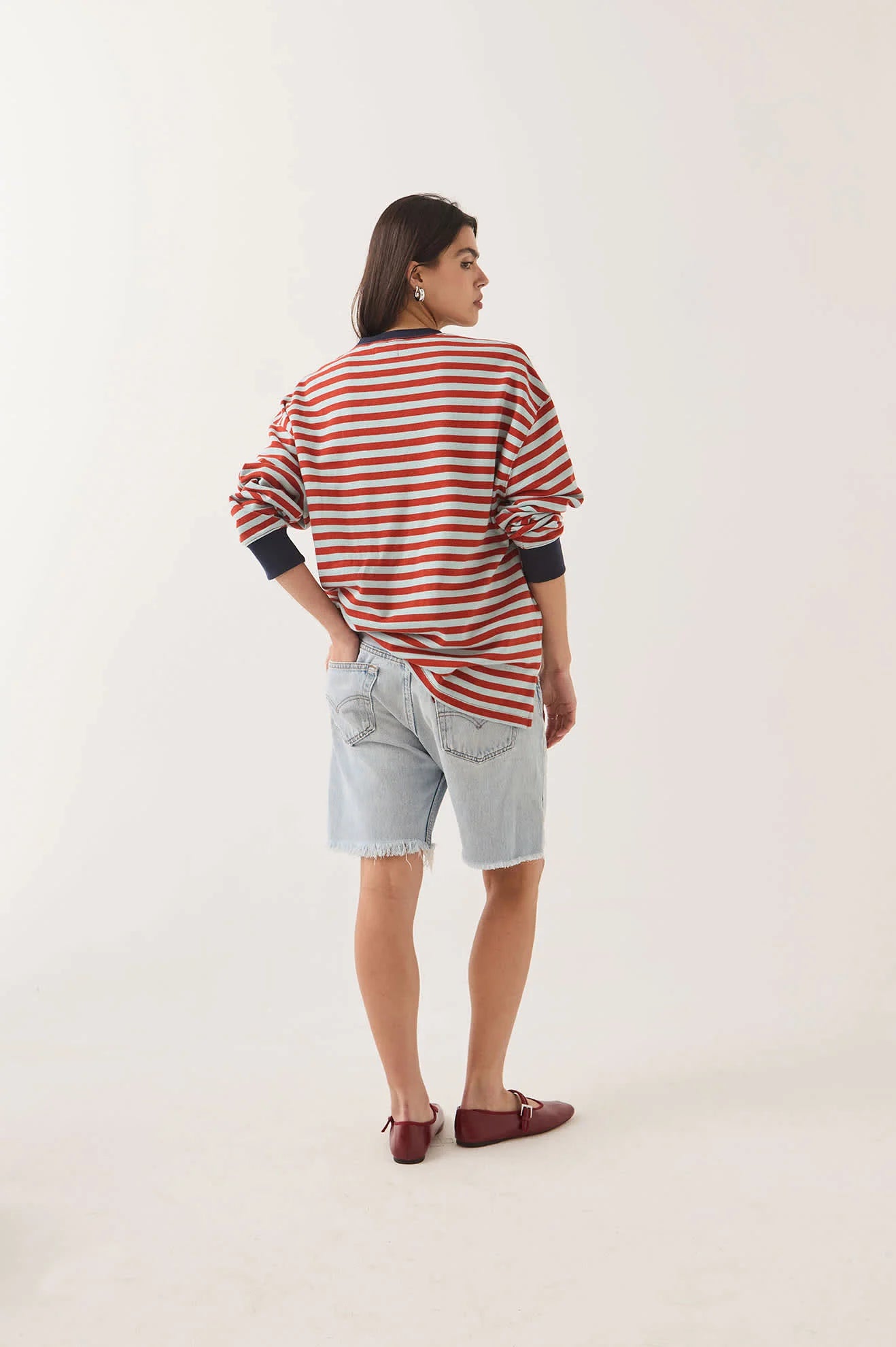 Brixton Retro Long Sleeve Crew Women Sea Grass/Rust