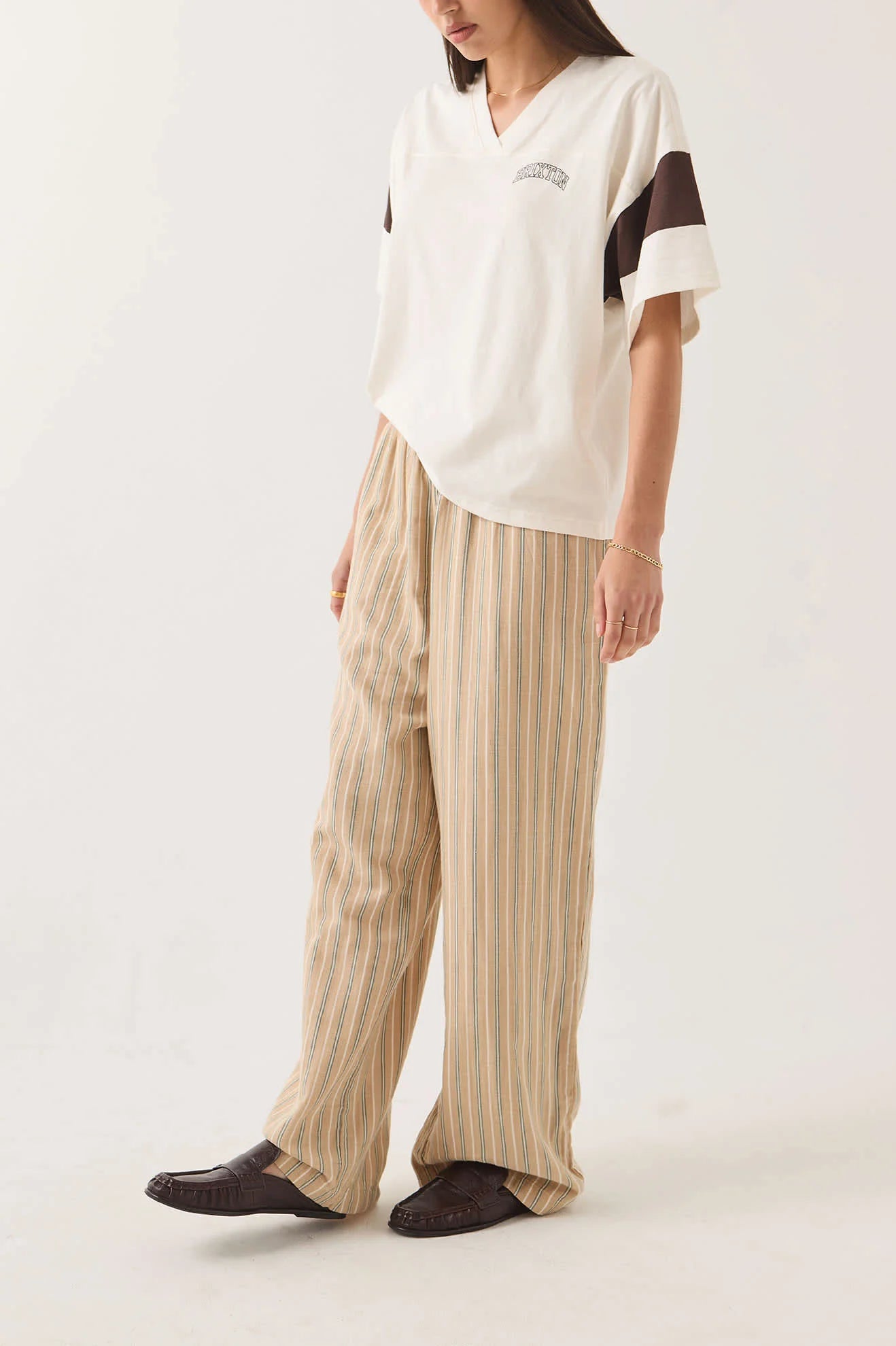 Brixton Lounge Pant Women Sand Stripe