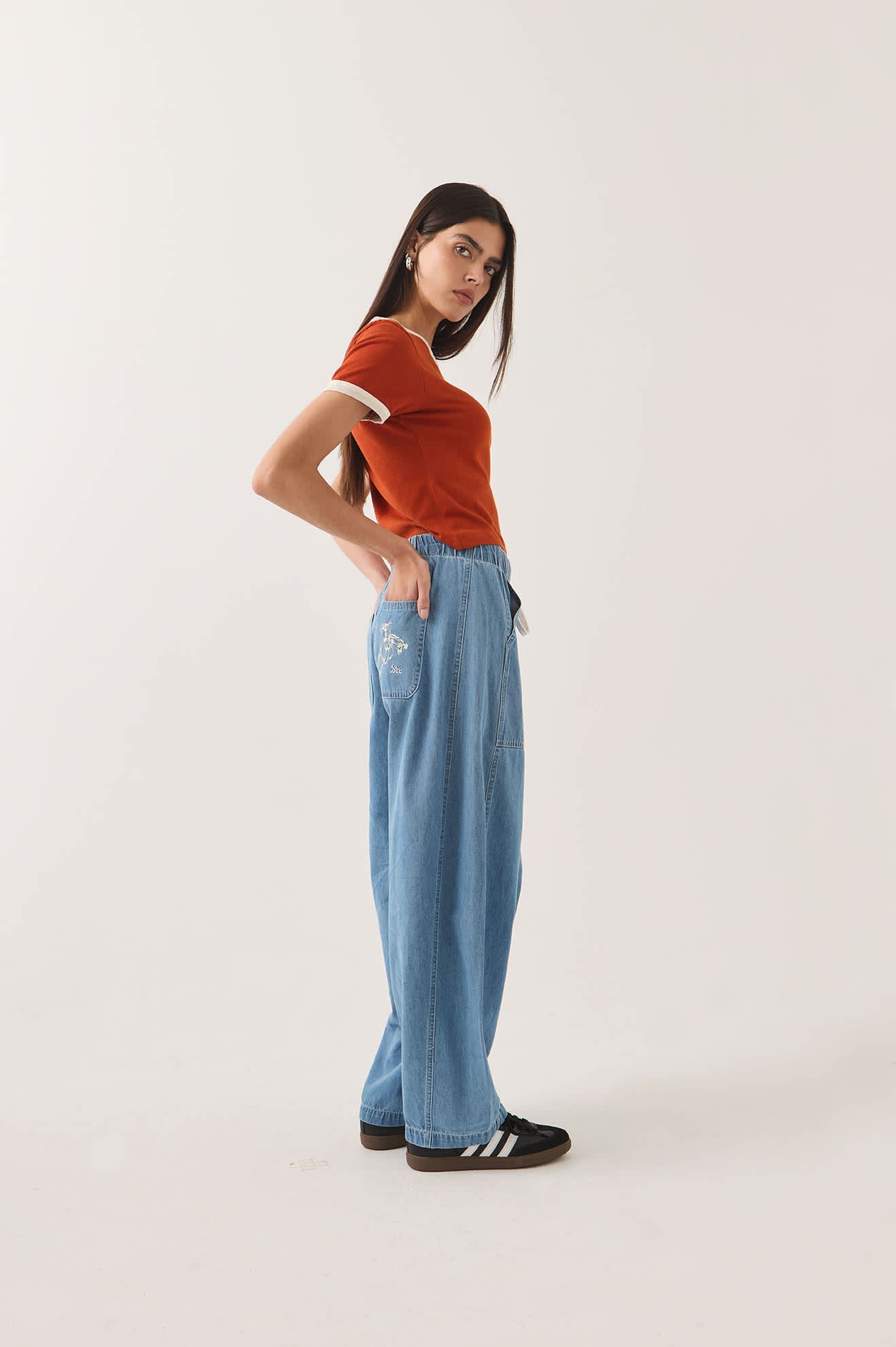 Brixton Utility Everyday Barrel Pant Women Light Stone Wash